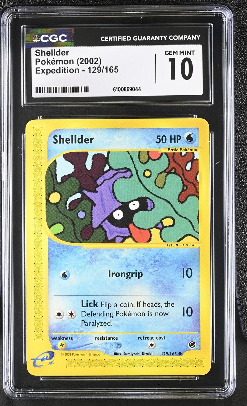 CGC 10 GEM MINT Shellder 129/165 Pokémon 2002 Expedition Non Holo Graded Card